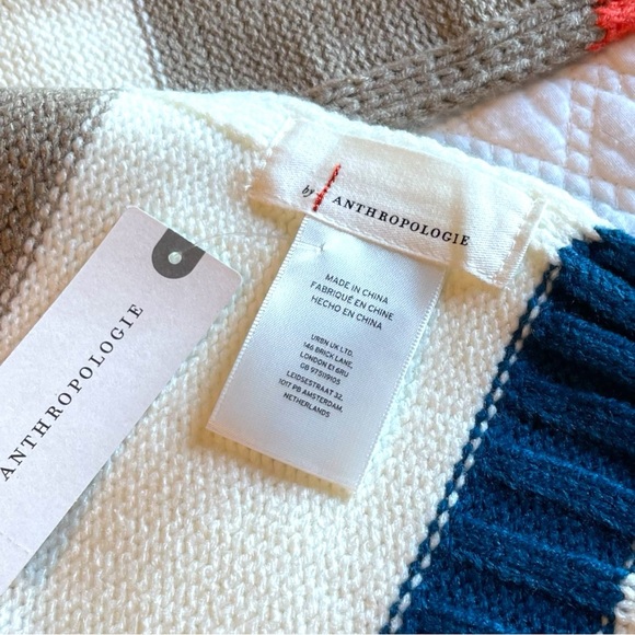 Scarf Anthropologie Long Skinny Cream Navy Orange Gray Tan NEW - Picture 3 of 5